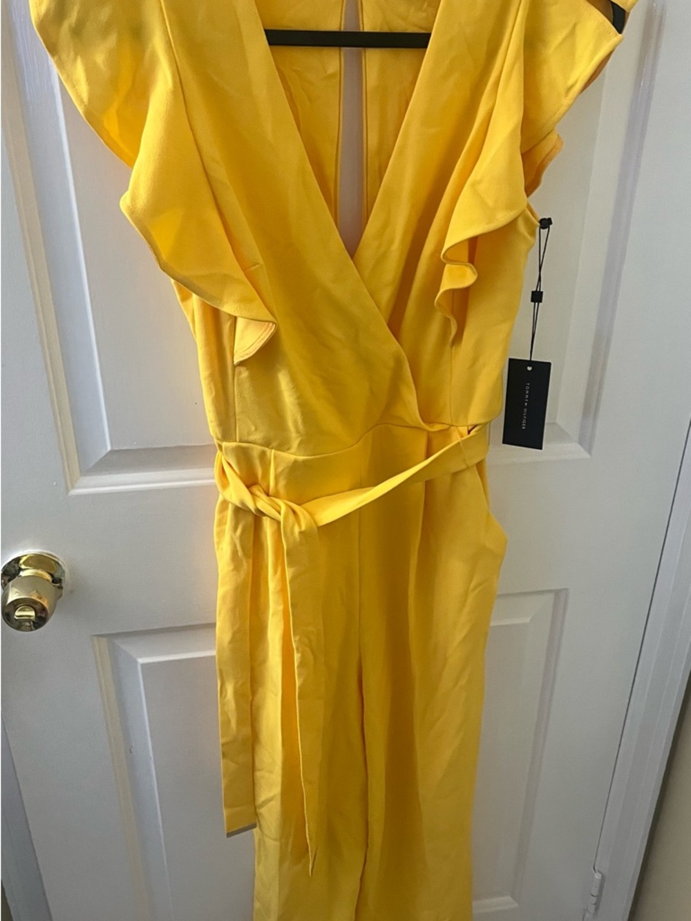 Tommy Hilfiger Yellow Ruffled Wrap Look Jumpsuit size 8 NEW
